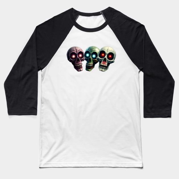 Spooky Scary Skulls - Supernatural Variant Baseball T-Shirt by Atomic City Art